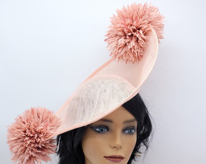 Pale Pink Blush Fascinator Hat - Wedding Hat, Kentucky Derby Hat, Race Hat, Tea Party Hat, Church Hat, Vintage