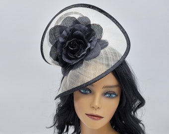 Ivory and Ivory Fascinator Hat - Wedding Hat, Kentucky Derby Hat, Race Hat, Fancy Hat