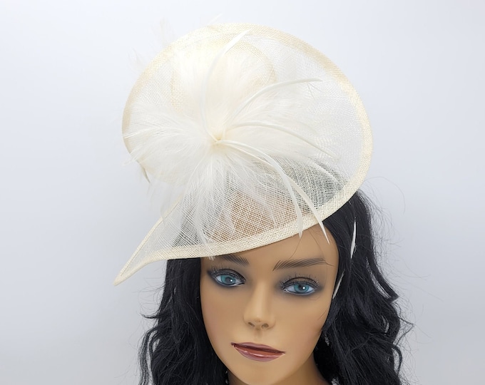 Ivory Fascinator Hat - Wedding Hat, Kentucky Derby Hat, Race Hat, Fancy Hat