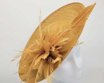 Gold Kentucky Derby  Fascinator - Wedding Hat, Tea Party Hat, Derby Hats, Church Hats, Easter Hats