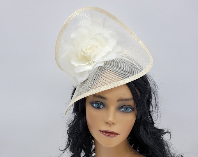 Ivory Fascinator Hat - Wedding Hat, Kentucky Derby Hat, Race Hat, Fancy Hat