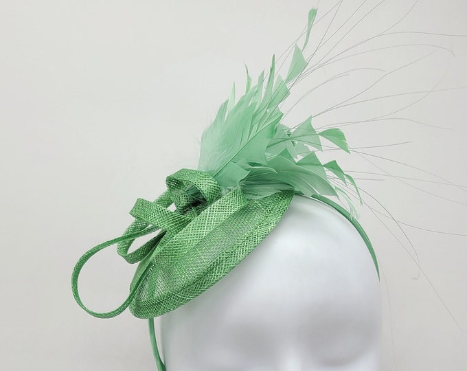 Mint Green Kentucky Derby Fascinator Hat, Green Fascinator,  Kelly Green Hat, Race Hats, Church, Photoshoot, St Patrick's Day
