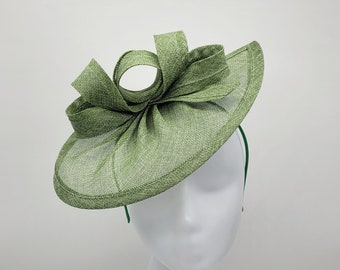 Green Kentucky Derby Fascinator, Moss Green Wedding Hat, Royal Ascot, Church Hat, Easter Hat Race Hat