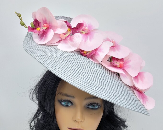 Silver Gray fascinator Hat