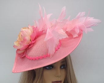 Tocado rosa Kentucky Derby - Tocado de damas de honor, sombrero Kentucky Derby, sombrero de cesta de Pascua, sombreros de fiesta de té