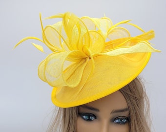 Yellow Kentucky Derby  Fascinator - Wedding Hat, Tea Party Hat, Derby Hats, Church Hats, Easter Hats