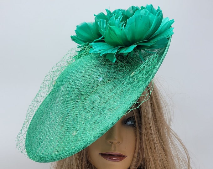 Green Kentucky Derby Hat, Green Fascinator,  Kelly Green Hat, Race Hats, Church, Photoshoot, St Patrick's Day