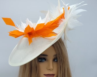 Ivory and Orange Fascinator