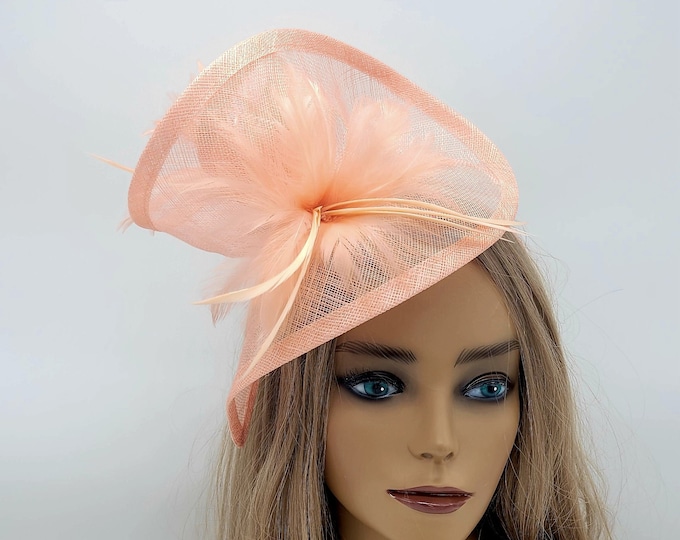 Coral Kentucky Derby Hats - Wedding Fascinator, Race Hat, Church, Tea Party Hats