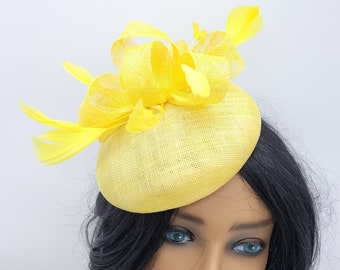 Yellow Kentucky Derby Fascinator - Wedding Hat, Derby Hat,Pastel Colors,  Church Hat, Easter Hat, Race Hat