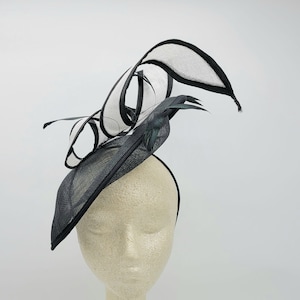 Black and White Kentucky Derby Hat - Large  Hat, Funeral, Race Hat, Tea Party Hat, Bridal Hat, Fancy Hat