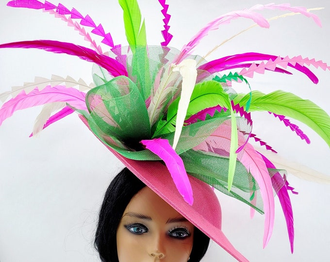 Large Pink Kentucky Derby Hat
