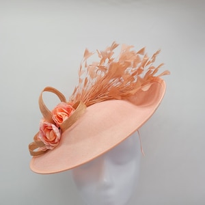 Peach Salmon Kentucky Derby Fascinator - Wedding Hat, Race Hat, Tea Party Hat, Church Hat, Pale Pink