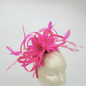 Hot Pink Kentucky Derby Fascinator- Wedding Hat, Kentucky Derby Hat, Race Hat, Tea Party Hat, Bridal Hat, Fuschia Hat, Fancy Hat