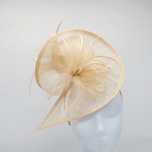 Beige Kentucky Derby Fascinator Hat -Natural Wedding Hat, Race Hat, Church Hat, Vintage Hat