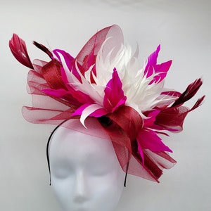 Red Wine, Burgundy Kentucky Derby Fascinator -Wedding Hat, Easter Hat, Tea Party Hat, Bridal Hat, Church Hat, Fancy Hat