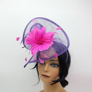 Purple and Hot Pink Kentucky Derby Fascinator- Wedding Hat, Kentucky Derby Hat, Race Hat, Tea Party Hat, Bridal Hat, Church Hat Crownjewell