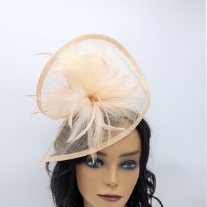 Champagne Beige Kentucky Derby Hat -Natural Wedding Hat, Race Hat, Church Hat, Vintage Hat