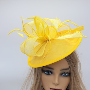 Yellow Kentucky Derby  Fascinator - Wedding Hat, Tea Party Hat, Derby Hats, Church Hats, Easter Hats