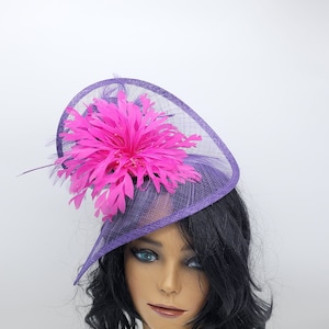 Purple and Hot Pink Kentucky Derby Fascinator- Wedding Hat, Kentucky Derby Hat, Race Hat, Tea Party Hat, Bridal Hat, Church Hat Crownjewell