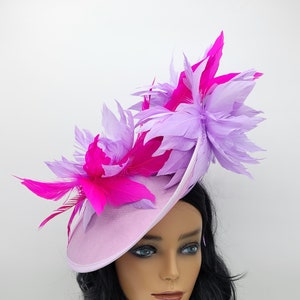 Lilac Lavender and Hot Pink Kentucky Derby Fascinator - Lavender Wedding Hat , Race Hat, Bridal Shower, Church Hat, Easter Hat