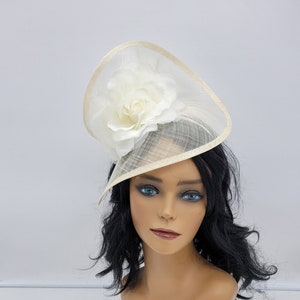 Ivory Fascinator Hat - Wedding Hat, Kentucky Derby Hat, Race Hat, Tea Party Hat, Bridal Hat, Hat with veil, Fancy Hat