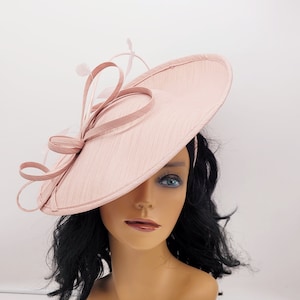 Large Blush Pale Pink Fascinator - Wedding Hat, Kentucky Derby Hat, Race Hat, Tea Party Hat, Church Hat, Easter Hat