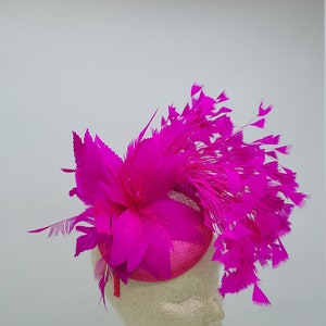 Hot Pink Fascinator Hat - Wedding Hat, Kentucky Derby Hat, Race Hat, Tea Party Hat, Bridal Hat, Fuschia Hat, Fancy Hat