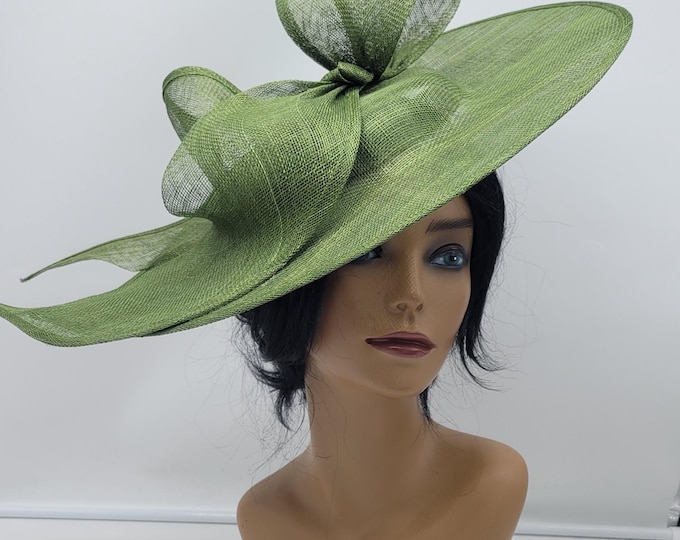 Olive Green Kentucky Derby Fascinator, Moss Wedding Hat, Ascot Race Day Headwear