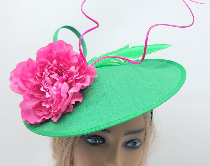 Green and Pink Kentucky Derby Fascinator, Derby Hat, Race Day