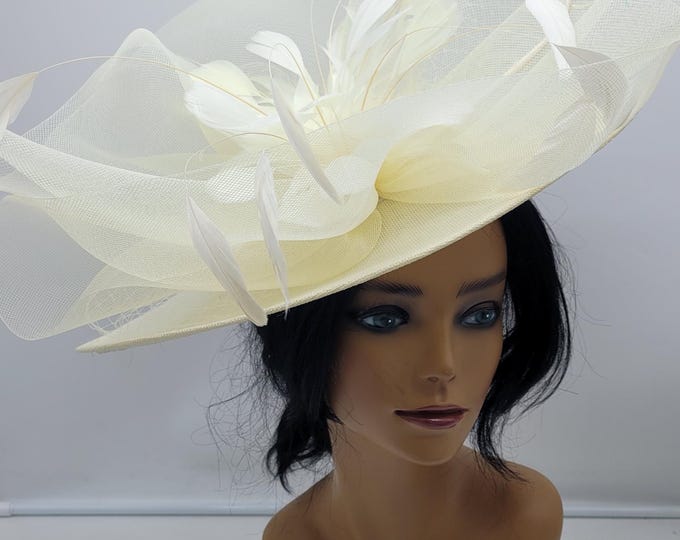 Ivory Fascinator Hat - Wedding Hat, Kentucky Derby Hat, Race Hat, Fancy Hat