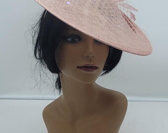 Blush Pink Fascinator – Elegant saucer Wedding Guest, Derby, Tea Party Headwear