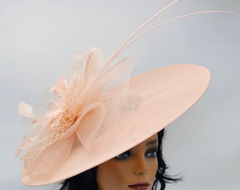 Pale Peach Fascinator- Wedding Hat, Kentucky Derby Race, Vintage