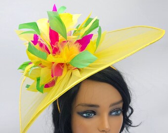 Yellow Fascinator Hat Wedding