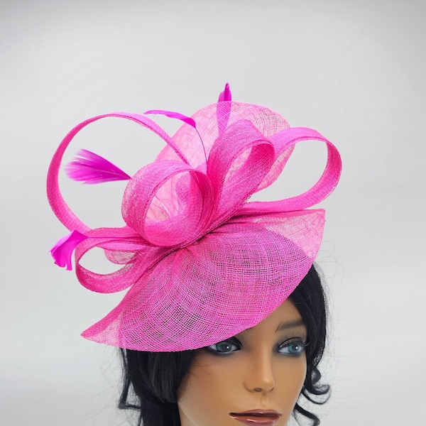 Hot Pink Fascinator Hat - Wedding Hat, Kentucky Derby Hat, Race Hat, Tea Party Hat, Bridal Hat, Fuschia Hat, Fancy Hat