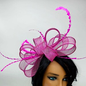 Magenta Kentucky Derby Fascinator -Red Wine Wedding Hat, Race Hat, Bridal Hat, Church Hat, Fancy Hat, Easter