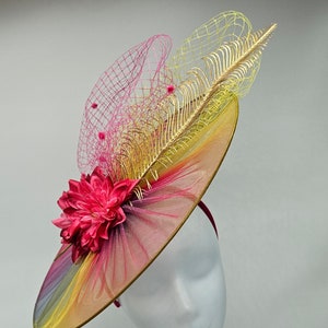 Pink and Hot Pink Multi colored Fascinator Hat - Wedding Hat, Kentucky Derby Hat, Race Hat, Tea Party Hat, Bridal Hat, Fuschia Hat, Fancy