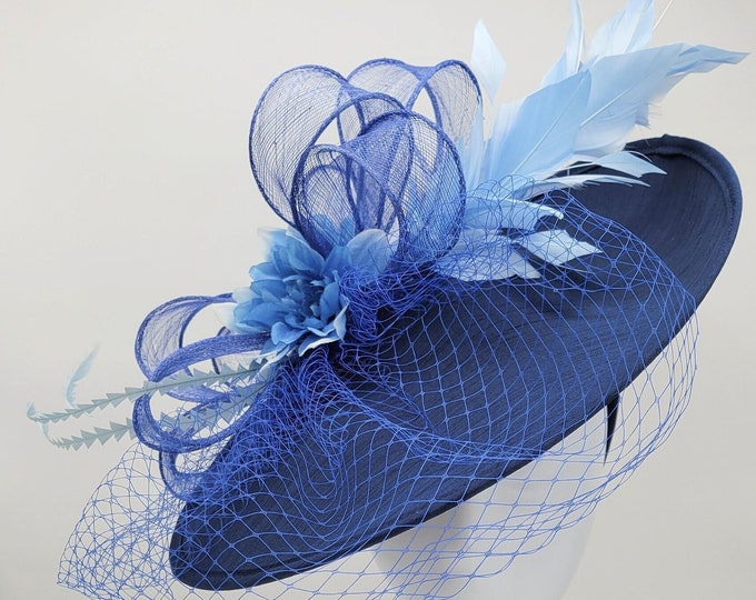 Blue and Pink Kentucky Derby  Hat -  Church Hat