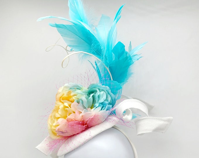 White and Orange Fascinator