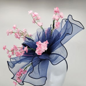 Blue and Pink Kentucky Derby Hat - Wedding Hat, Large Brim Hat, Church Hat, Easter Hat, Fancy Hat