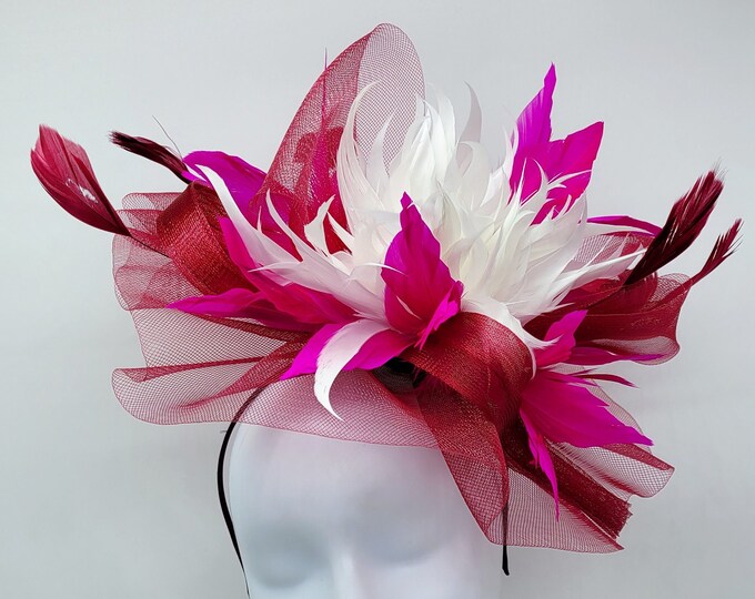 Black and Fuschia Hat, Vintage Hat, Church Hat