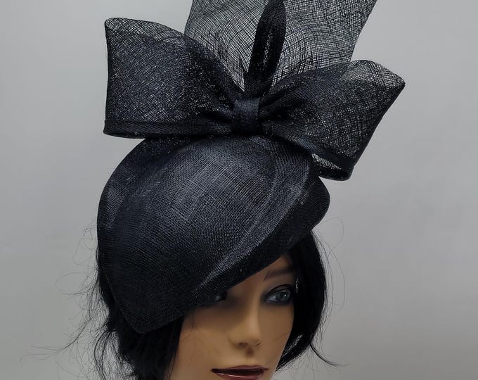 Black Feather Kentucky Derby Facinator: Wedding Costume Sinamay Hat
