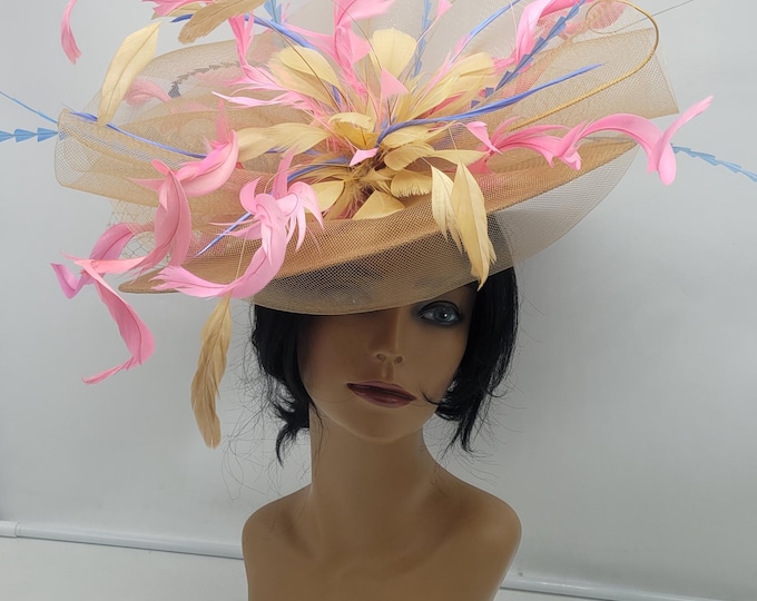 Gold and Pink Fascinator Hat