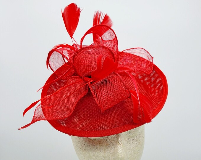 Red Viel Fascinator Hat