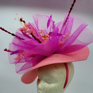 Hot Pink Fuchsia Kentucky Derby Fascinator - Wedding Hat, Race Hat, Tea Party Hat, Fuschia Hat, Fancy Hat