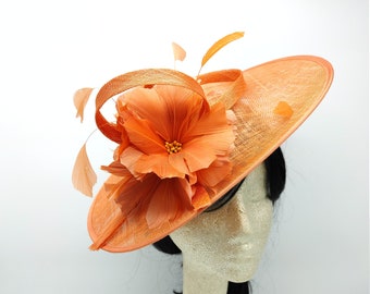 Orange Kentucky Derby Hats - Wedding Fascinator, Race Hat, Church, Tea Party Hats