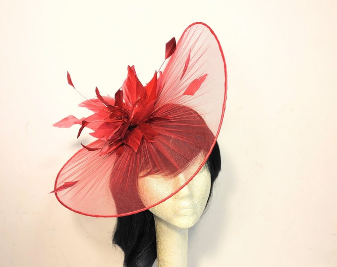 Red Wine Kentucky Derby Fascinator -Wedding Hat, Easter Hat, Tea Party Hat, Bridal Hat, Church Hat, Fancy Hat