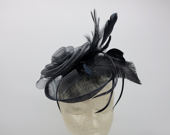 Black Kentucky Derby Hat- Black Wedding Hat, Costume Hats, Vintage Hats