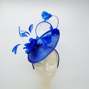 Royal Blue Kentucky Derby Fascinator- Wedding Hat, Race Hat, Tea Party Hat, Church Hat, Fancy Hat