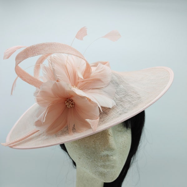 Pale Pink Kentucky Derby Fascinator - Wedding Hat, Race Hat, Tea Party Hat, Church Hat, Vintage